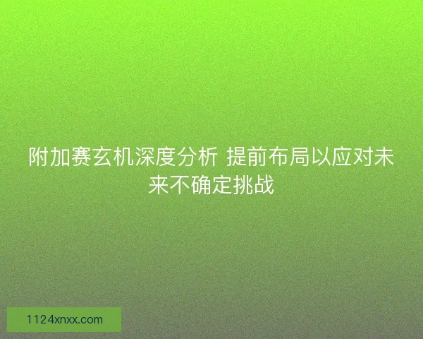 附加赛玄机深度分析 提前布局以应对未来不确定挑战